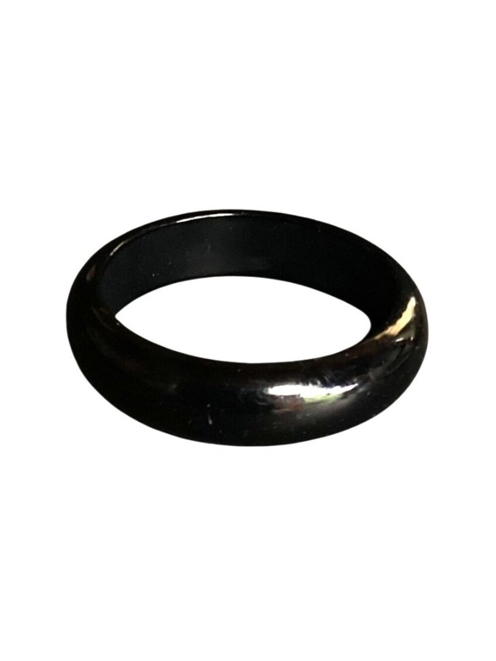 Vintage Mod Domed Black Lucite Bangle Bracelet Stackable Minimalist